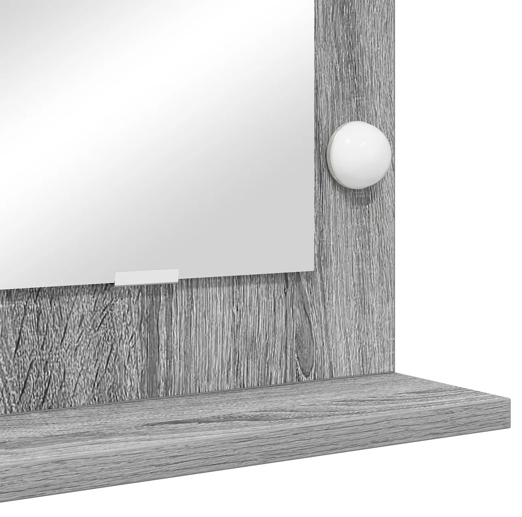 vidaXL Καθρέφτης Vanity με LED Φώτα Γκρι Σονομά 60x55x18 εκ