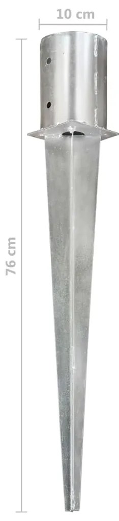 vidaXL Στηρίγματα Εδάφους 2 τεμ. Ασημί 10x76 εκ. Γαλβανισμένο Ατσάλι