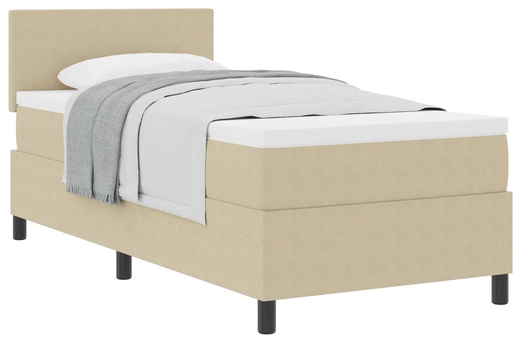 vidaXL Κρεβάτι Box Spring με Στρώμα Ανοιχτό Πράσινο Γκρι 90x200 εκ. Βελούδινο Ύφασμα