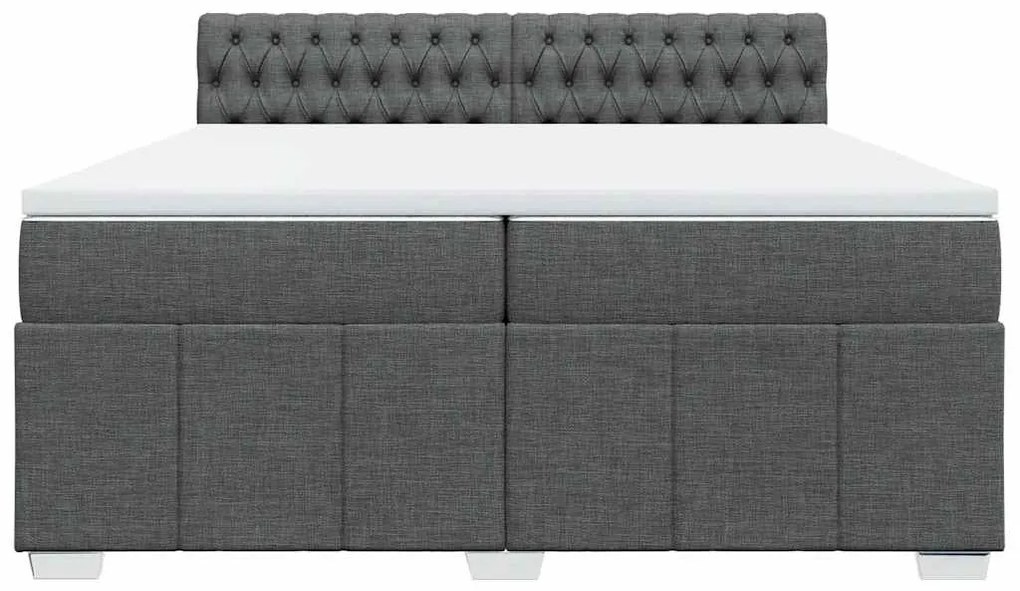 vidaXL Κρεβάτι Boxspring με Στρώμα Σκούρο Γκρι 200x200 εκ. Υφασμάτινο