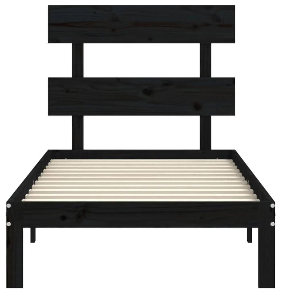 vidaXL Πλαίσιο Κρεβατιού με Κεφαλάρι Μαύρο 100x200 εκ. Μασίφ Ξύλο