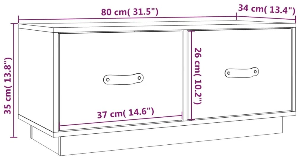 Έπιπλο Τηλεόρασης Καφέ Μελί 80x34x35 εκ από Μασίφ Ξύλο Πεύκου - Καφέ