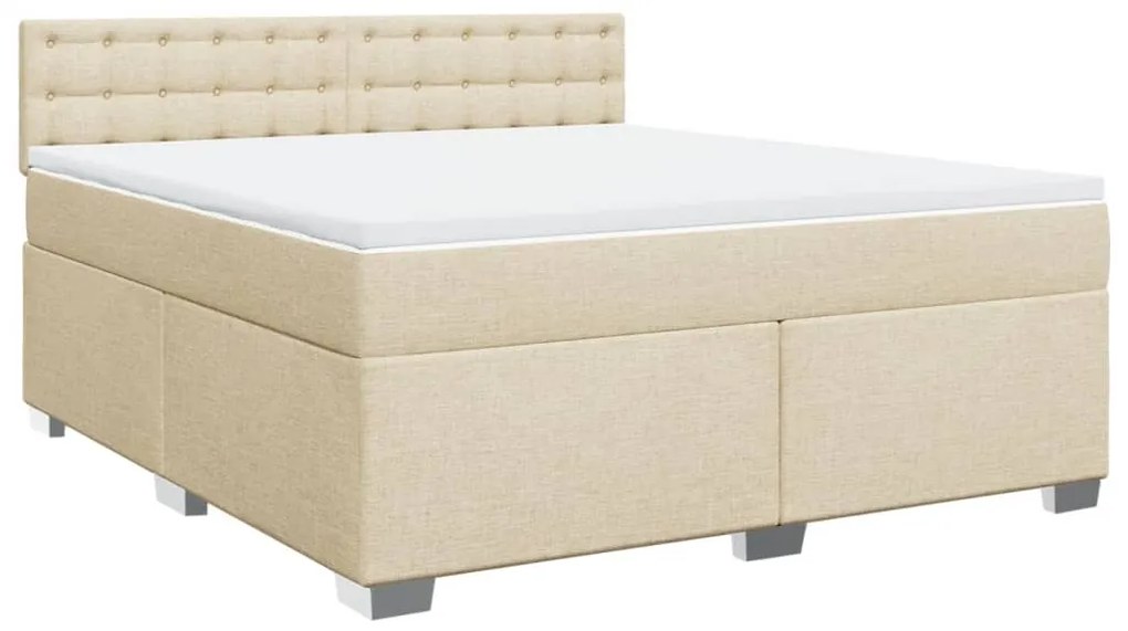 vidaXL Κρεβάτι Boxspring με Στρώμα Κρεμ 180x200 εκ. Υφασμάτινο