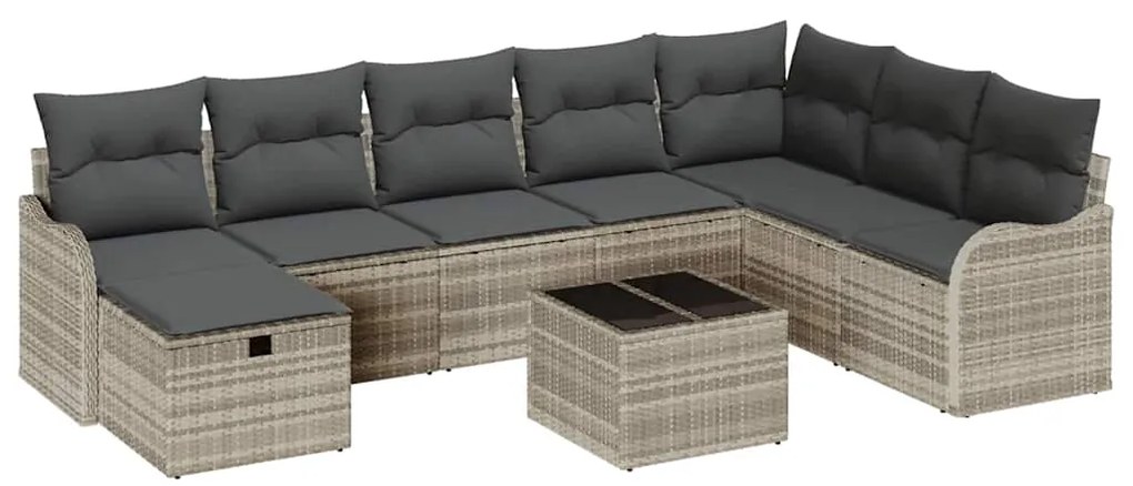 vidaXL Σετ Καναπέ Κήπου 9 pcs Ανοιχτό γκρι 287,5 x 177,5 x 85 εκ.