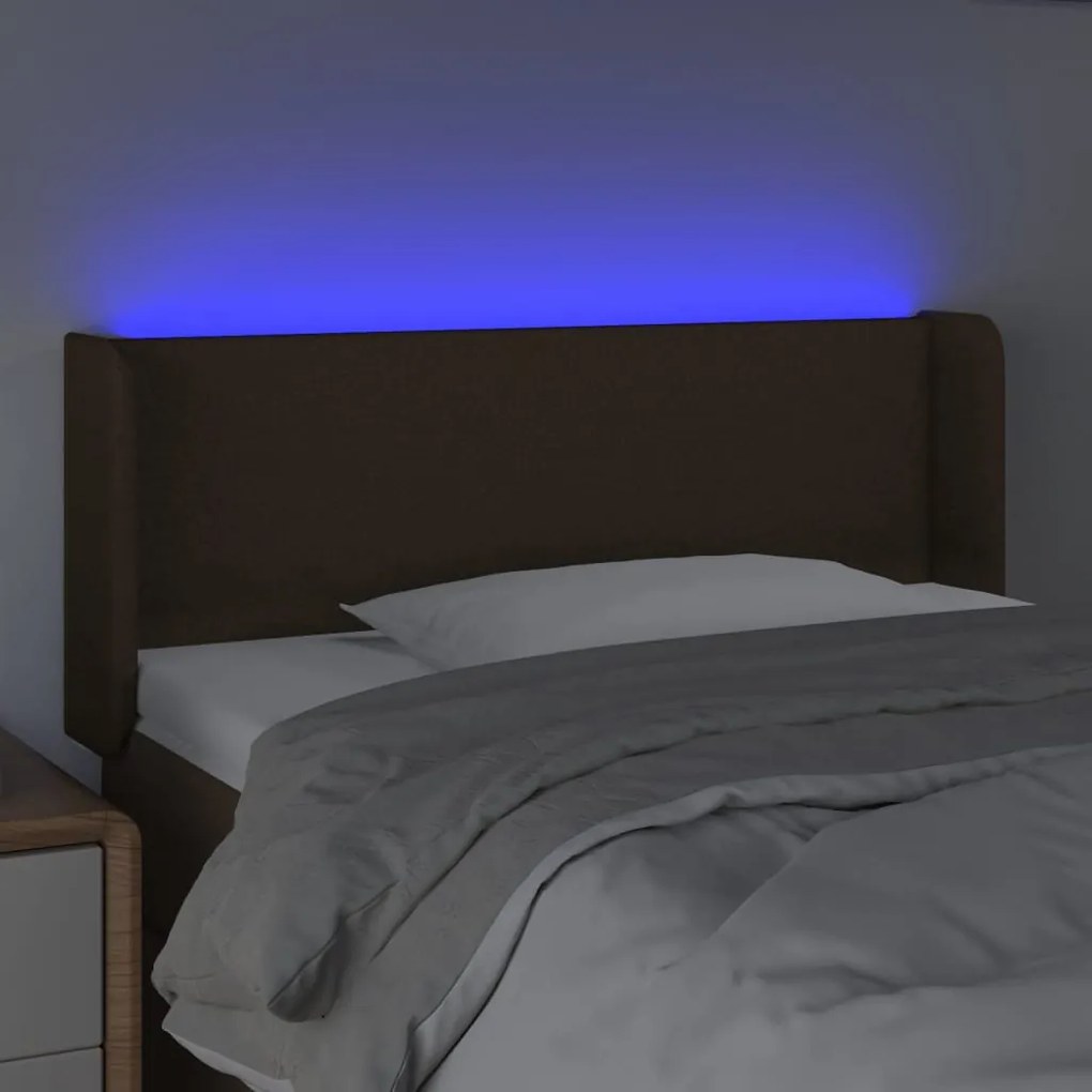 vidaXL Κεφαλάρι Κρεβατιού LED Σκούρο Καφέ 103x16x78/88 εκ. Υφασμάτινο