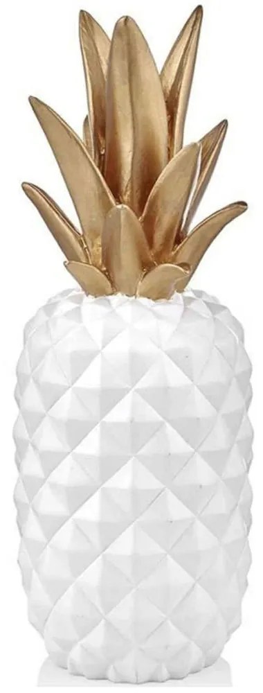 Διακοσμητικός Ανανάς 963DNL1158 22x22x56cm White-Gold Aberto Design Πολυέστερ