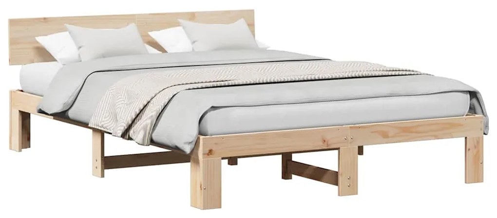vidaXL Σκελετός Κρεβατιού Καφέ 140 x 200 cm Μασίφ ξύλο πεύκου