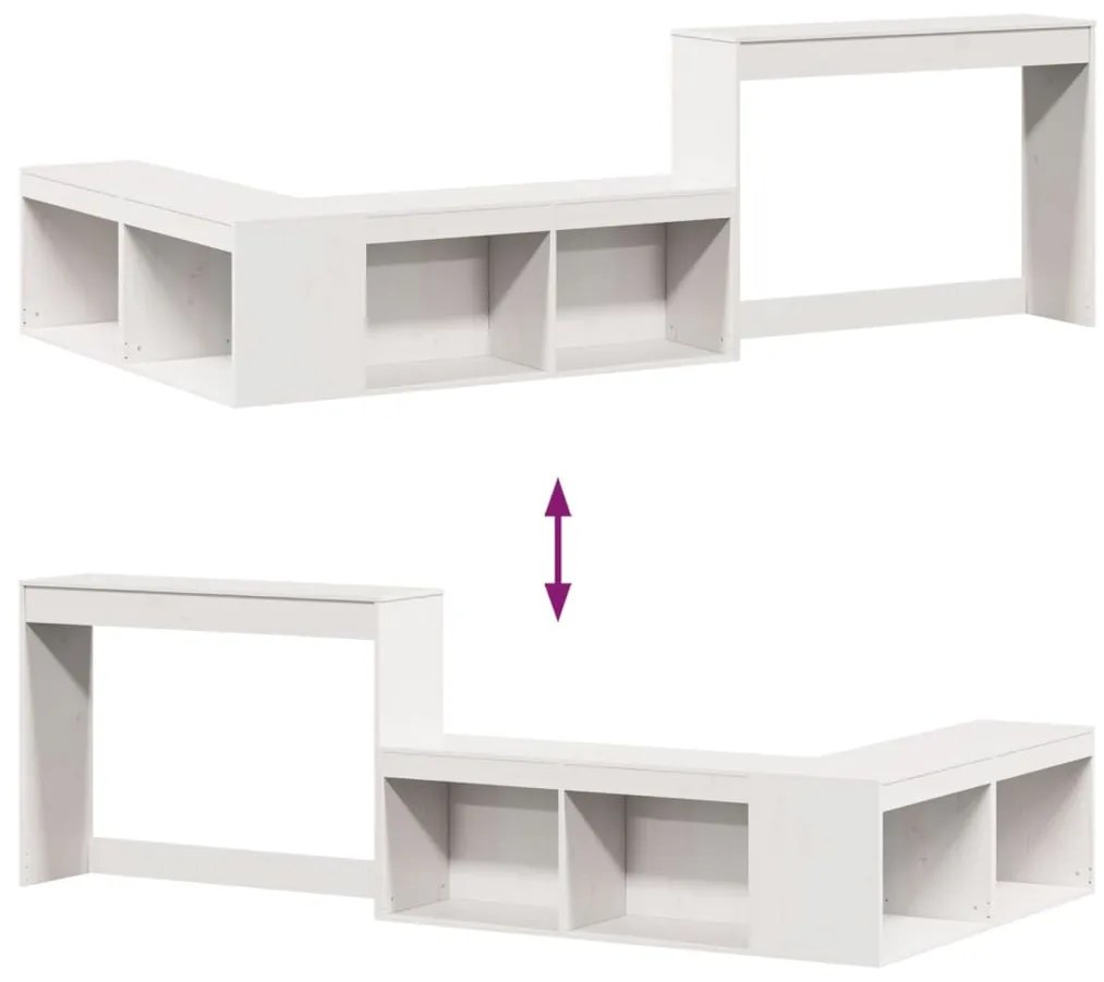 vidaXL Κομοδίνο με Γραφείο Λευκό 232x112x75 εκ. από Μασίφ Ξύλο Πεύκου