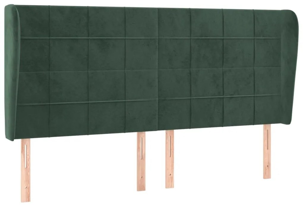 Κεφαλάρι με Πτερύγια Πράσινο 163x23x118/128 εκ. Βελούδινο - Πράσινο