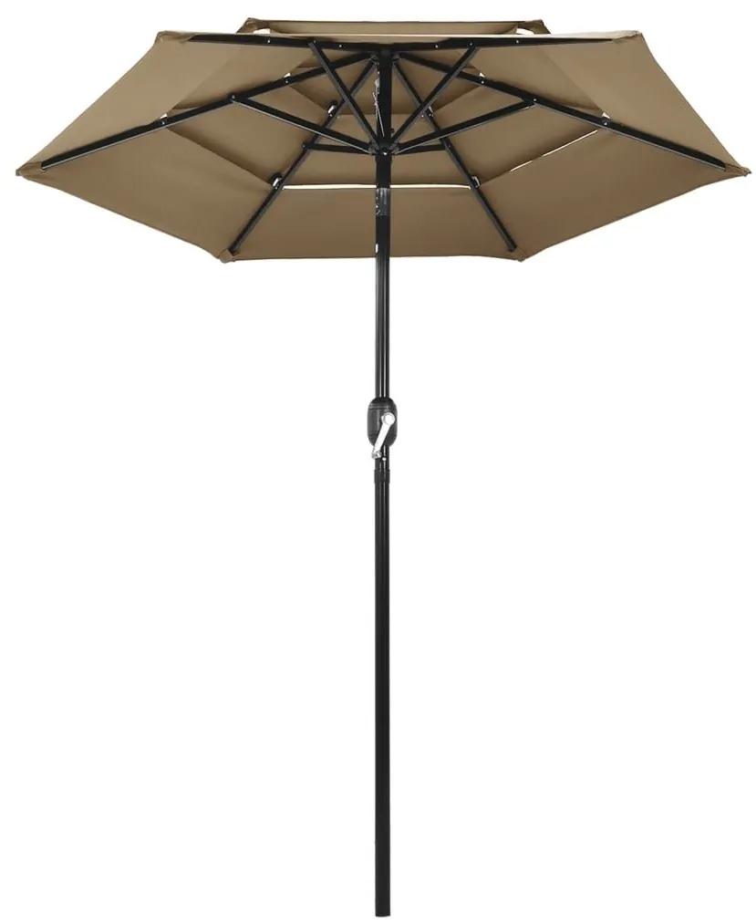 Ομπρέλα 3 Επιπέδων Χρώμα Taupe 2 μ. με Ιστό Αλουμινίου - Μπεζ-Γκρι