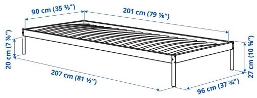 VEVELSTAD σκελετός κρεβατιού με 2 κεφαλάρια, 90x200 cm 794.418.02