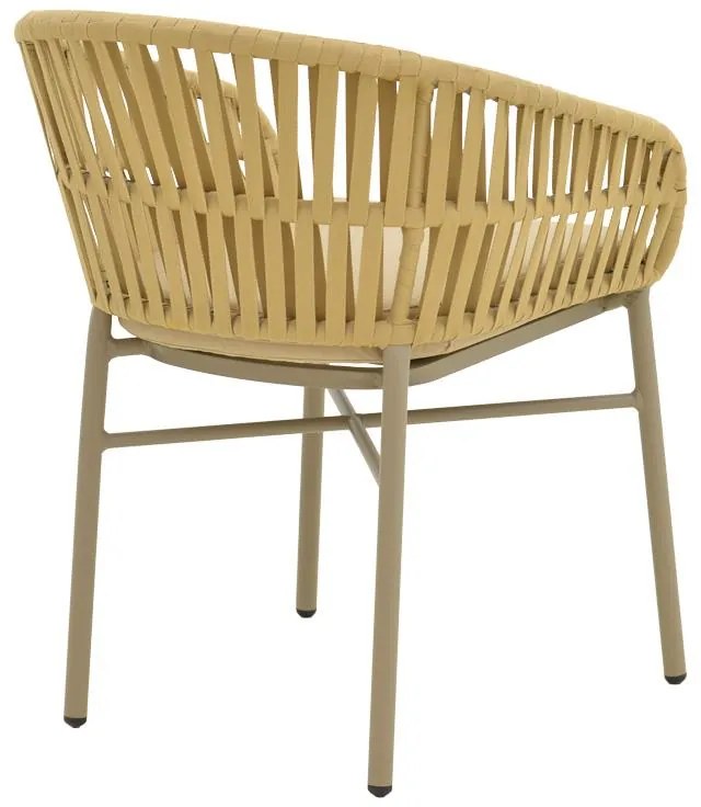 Καρέκλα - Πολυθρόνα Frama αλουμινίου-pe σχοινί στοιβαζόμενη σε καφε απόχρωση και μαξιλάρι 57x60x78 εκ. 57x60x78 εκ.