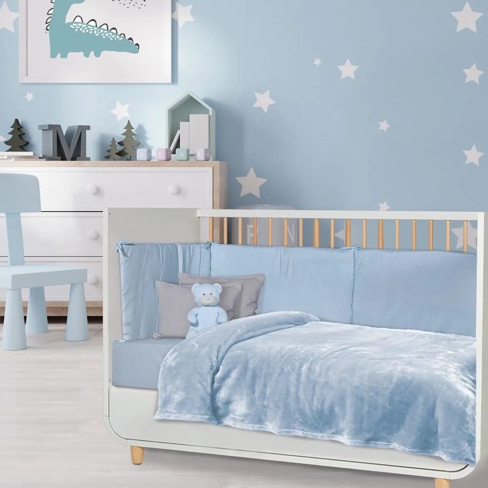 Κουβέρτα Βρεφική 1344 Velour Light Blue Das Home Cradle 110x150cm Πολυέστερ