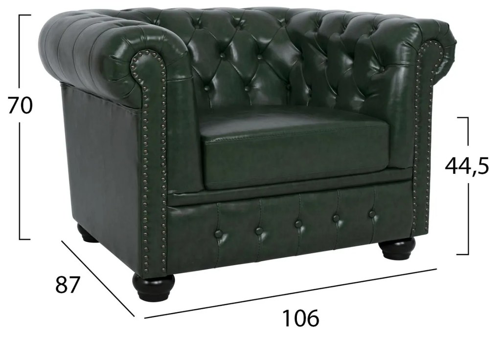 Πολυθρόνα POLINA C3011.08 PU Κυπαρισσί Τύπου Chesterfield 106x87x70Y εκ. 106x87x70 εκ.