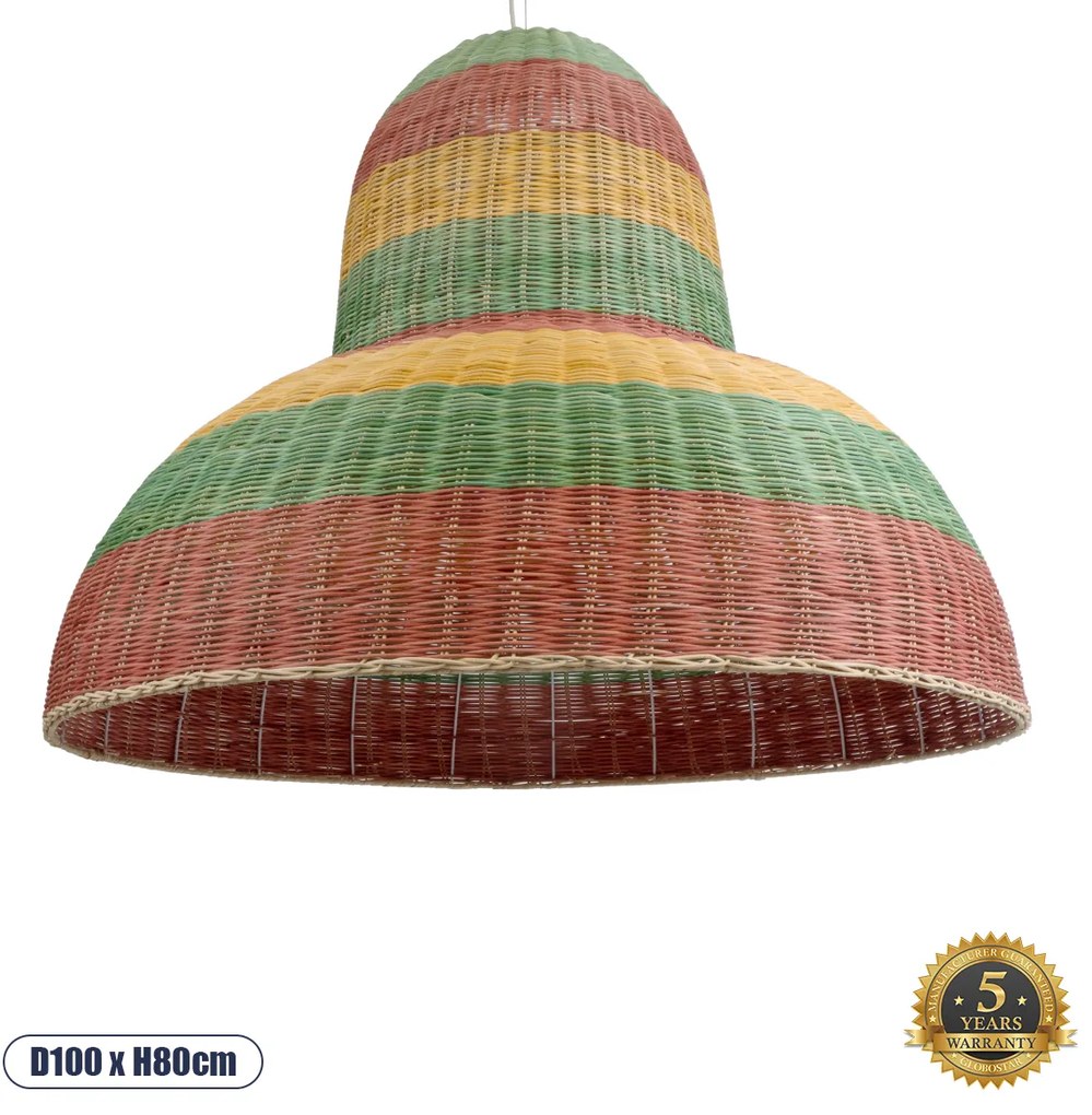 02059 GloboStar® GLOBOSTAR® CABALLEROS 02059 Boho Κρεμαστό Φωτιστικό Οροφής με Ντουί 1 x E27 AC 220-240V IP20 - Πολύχρωμο - Μ100 x Π100 x Υ80cm