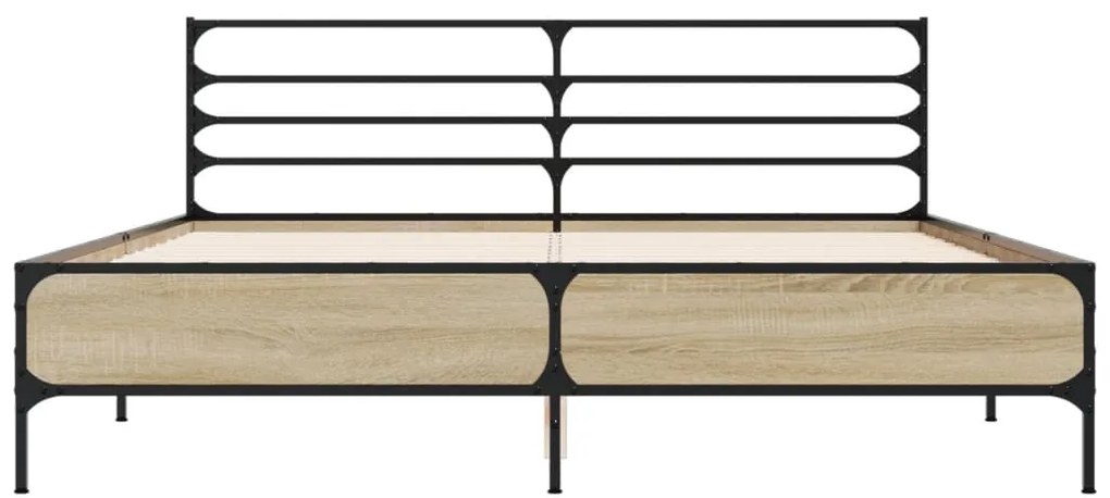 vidaXL Πλαίσιο Κρεβατιού Sonoma Δρυς 160x200 εκ. Επεξ. Ξύλο &amp; Μέταλλο
