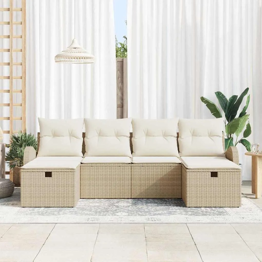 vidaXL Σετ Καναπέ Κήπου 6 pcs μπεζ και κρεμ 234 x 117 x 85 εκ