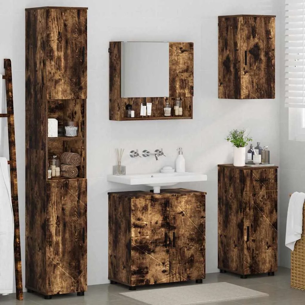 vidaXL Σετ Επίπλων Μπάνιου 5 pcs Καπνιστή δρυς 61 x 35 x 64 εκ.