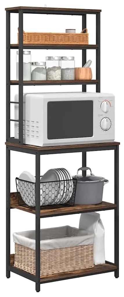 vidaXL Ράφι Κουζίνας Καπνιστό Δρύς 60 x 40 x 168 εκ Επεξεργασμένο ξύλο