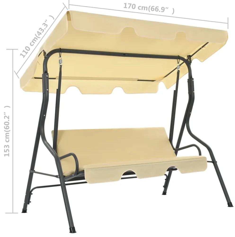 vidaXL Παγκάκι Κούνια Κήπου Λευκό Κρεμ 170 x 110 x 153 εκ.