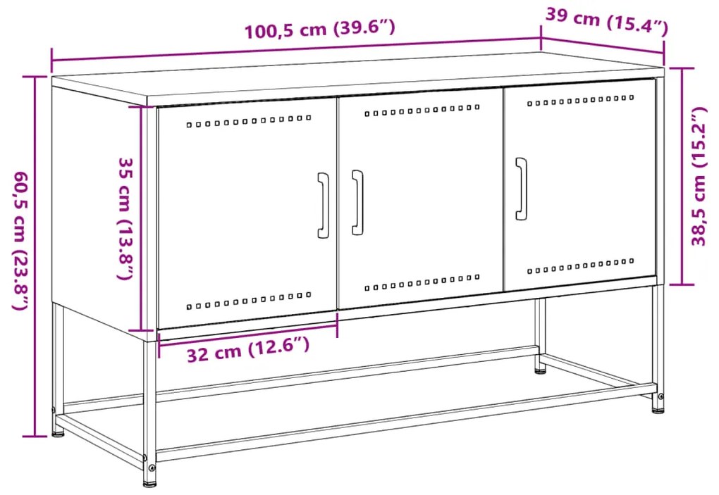 Έπιπλο Τηλεόρασης Ανθρακί 100,5x39x60,5 εκ. από Ατσάλι - Ανθρακί