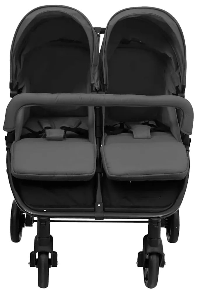 vidaXL Καρότσι Διδύμων Σκούρο Γκρι / Μαύρο Ατσάλινο