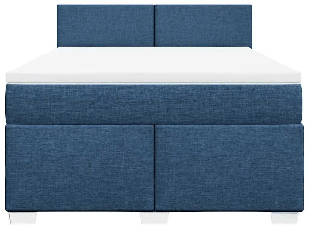 vidaXL Κρεβάτι Boxspring με Στρώμα Μπλε 140x190 εκ. Υφασμάτινο