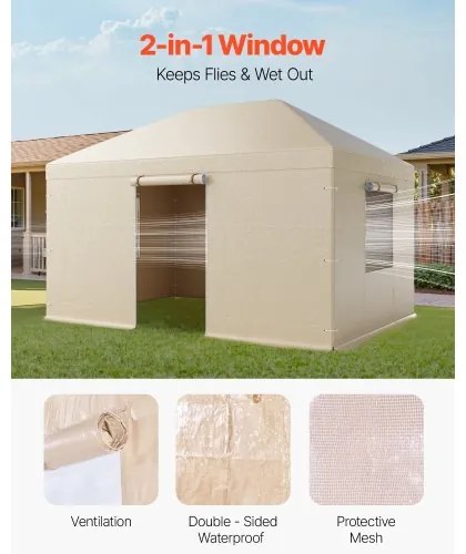 VEVOR Winter Gazebo Cover Fits 3.08 x 4.39 m Hardtop Gazebos, All-Weather Gazebo Cover with Sidewalls &amp; Windows, High-Density PE Material, Enclosed Storage Shelter Covers, Gazebos not Included