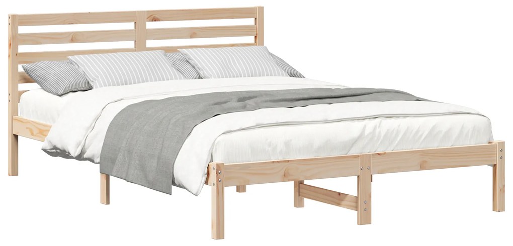 vidaXL Σκελετός Κρεβατιού Καφέ 140 x 210 cm Συμπαγές ξύλο πεύκου