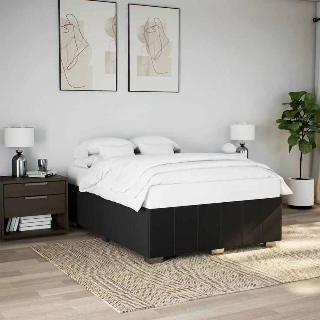 Σκελετός Κρεβατιού Χωρίς Στρώμα Μαύρο 160x200 εκ.Υφασμάτινο