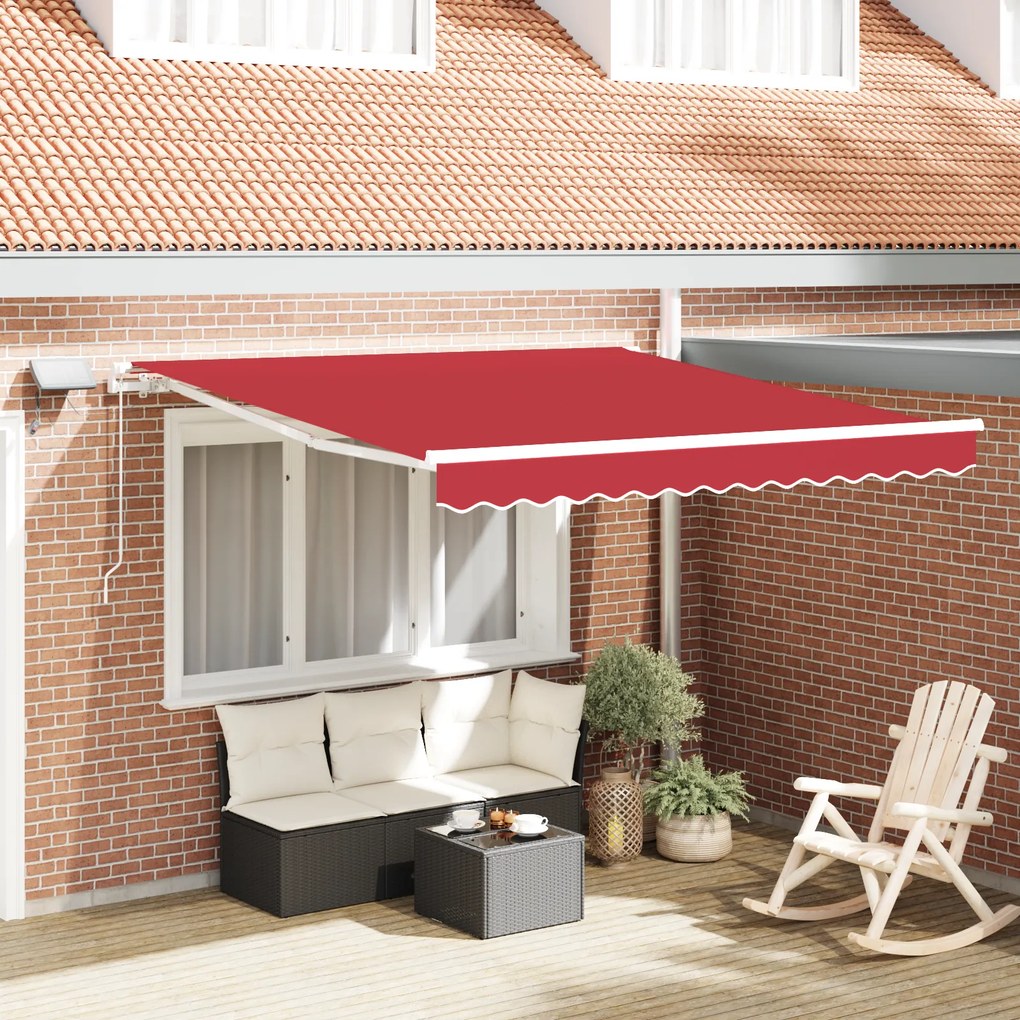 vidaXL Ανασυρόμενη Τέντα Κόκκινη with Κόκκινο 300 x 250 εκ Κόκκινο