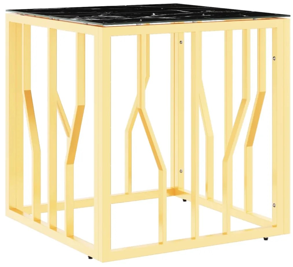 vidaXL Τραπέζι Σαλονιού Χρυσό 50x50x50 εκ. Ανοξείδωτο Ατσάλι και Γυαλί