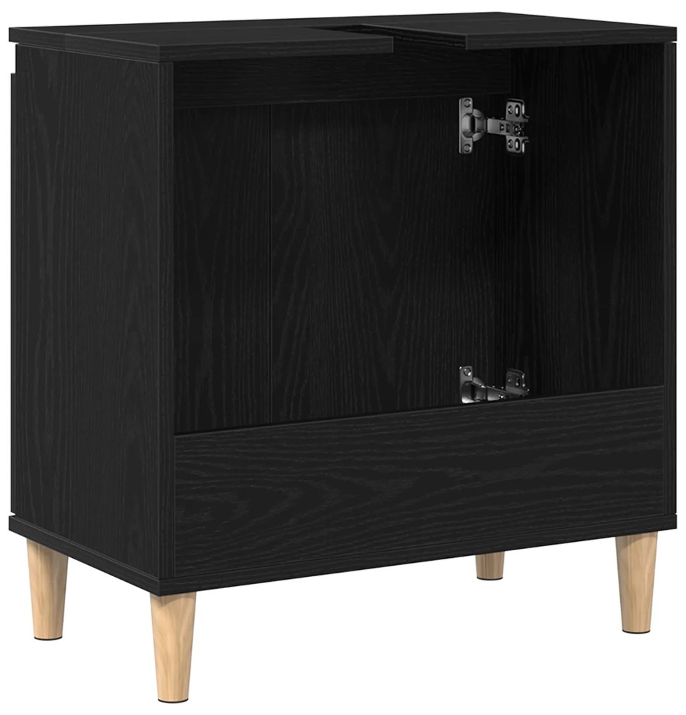 vidaXL Ντουλάπι Νιπτήρα Μαύρο Δρυς 58x33x60 εκ. Επεξεργασμένο Ξύλο
