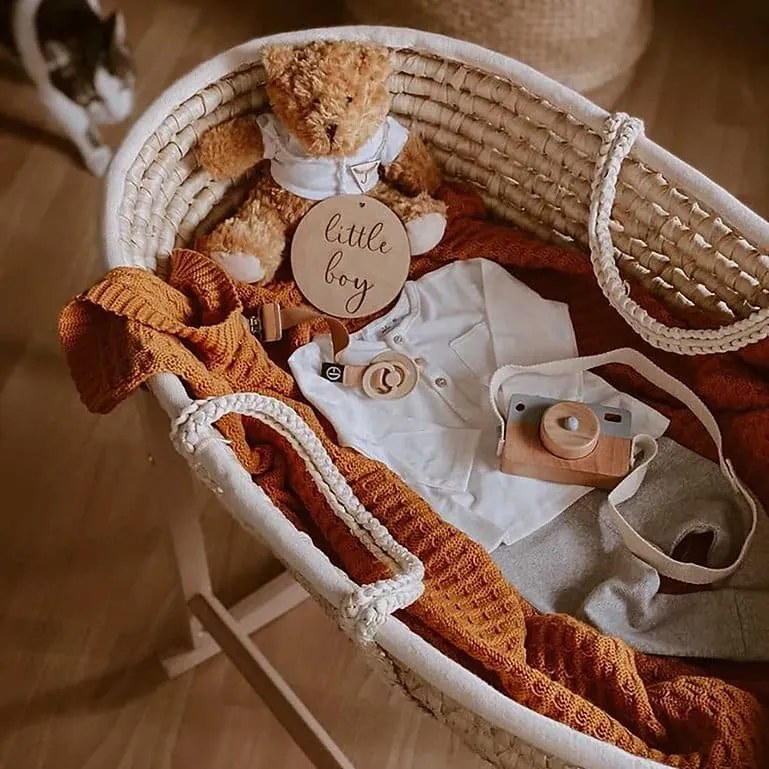 Καλαθούνα Χειροποίητη Moses Basket  Natural  Happy Moses