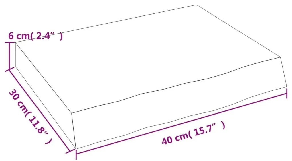 Ράφι Τοίχου Ανοιχτό Καφέ 40x30x(2-6)εκ. Επεξ. Μασίφ Ξύλο Δρυός - Καφέ