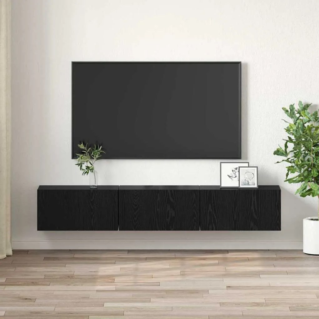 vidaXL Ντουλάπι TV 3 pcs Μαύρο 60 x 30 x 30 cm Επεξεργασμένο ξύλο