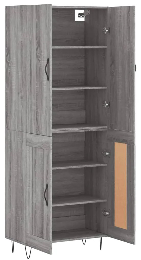 vidaXL Ντουλάπι Γκρι Sonoma 69,5 x 34 x 180 εκ. Επεξεργασμένο Ξύλο