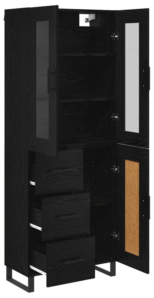 vidaXL Highboard με συρτάρι 2 pcs Μαύρη Οξυά Σύνθετο Ξύλο και Γυαλί