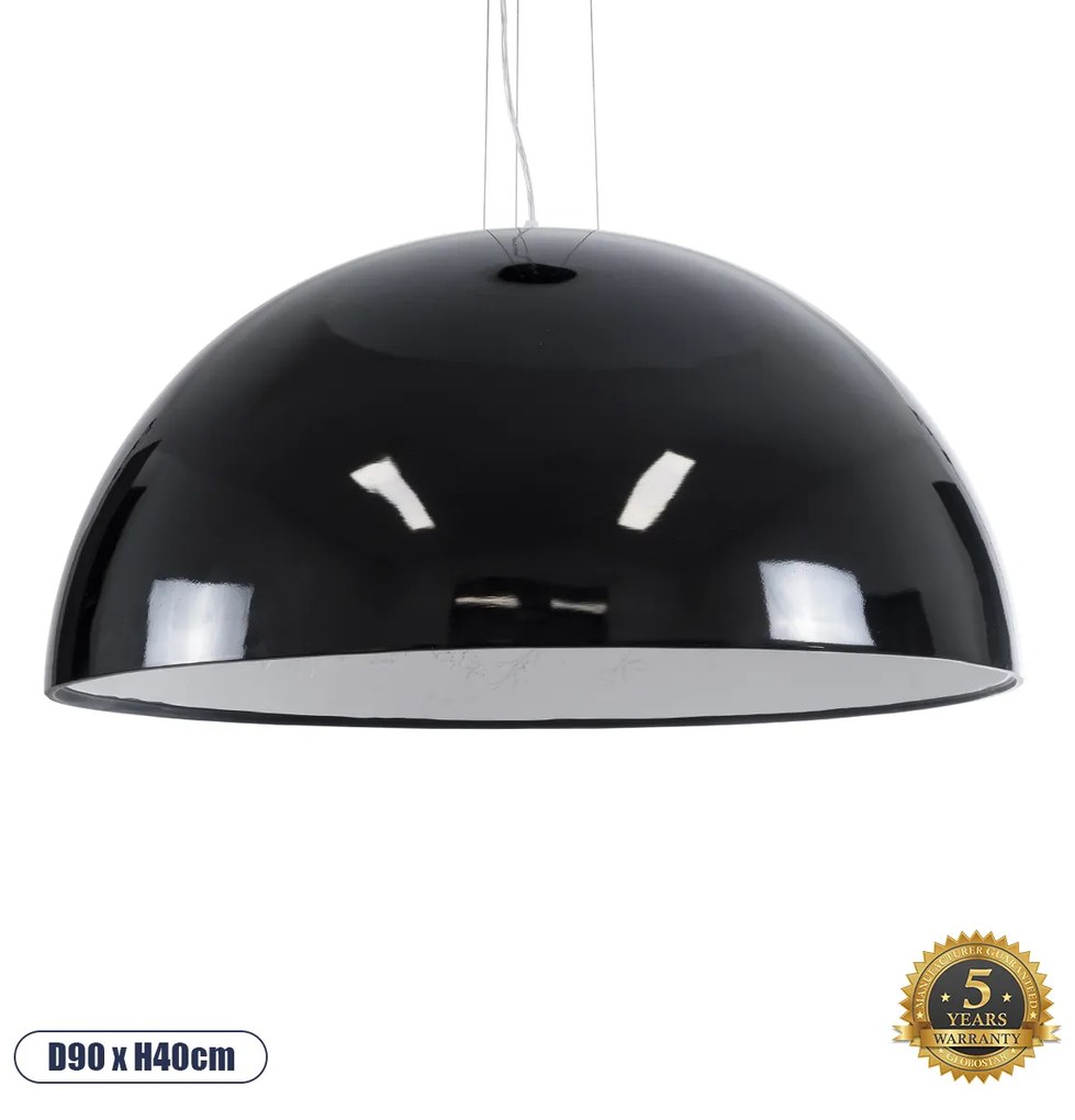 GloboStar SERENIA BLACK 01272 Μοντέρνο Κρεμαστό Φωτιστικό Οροφής Μονόφωτο 1 x E27 AC220-240V IP20 - Φ90 x Υ40cm - Μαύρο Γύψινο Καμπάνα - 5 Χρόνια Εγγύηση