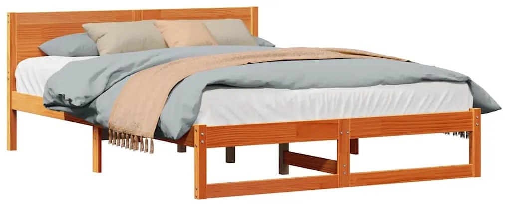 vidaXL Σκελετός Κρεβατιού Καφέ 140 x 200 cm Μασίφ ξύλο πεύκου
