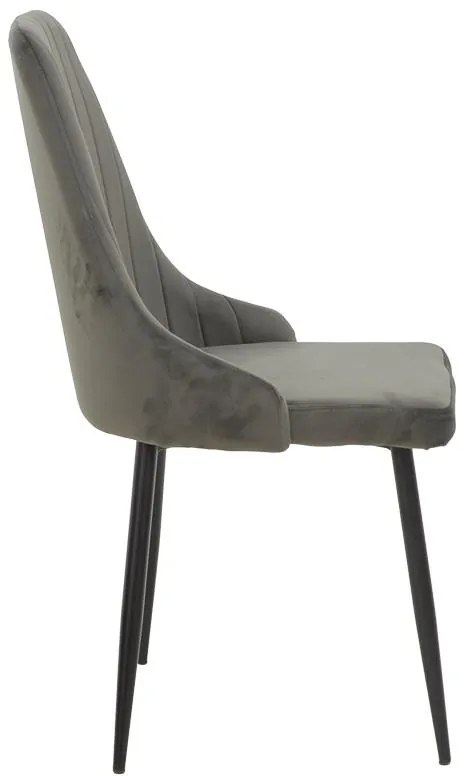 Καρέκλα Azori ανθρακί βελούδο-πόδι μαύρο μέταλλο 49x55x85εκ 2αδα 49x55x85 εκ.