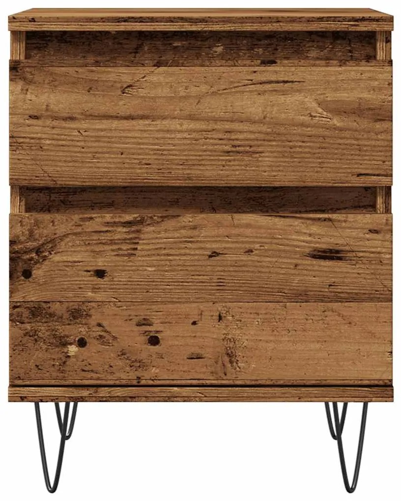 Κομοδίνα 2 τεμάχια Παλιό ξύλο 40x35x50 cm Κατασκευασμένο ξύλο - Καφέ