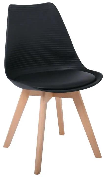 MARTIN STRIPE Καρέκλα Ξύλινο Πόδι, PP Μαύρο  49x56x82cm [-Φυσικό/Μαύρο-] [-Ξύλο/PP - PC - ABS-] ΕΜ136,24S