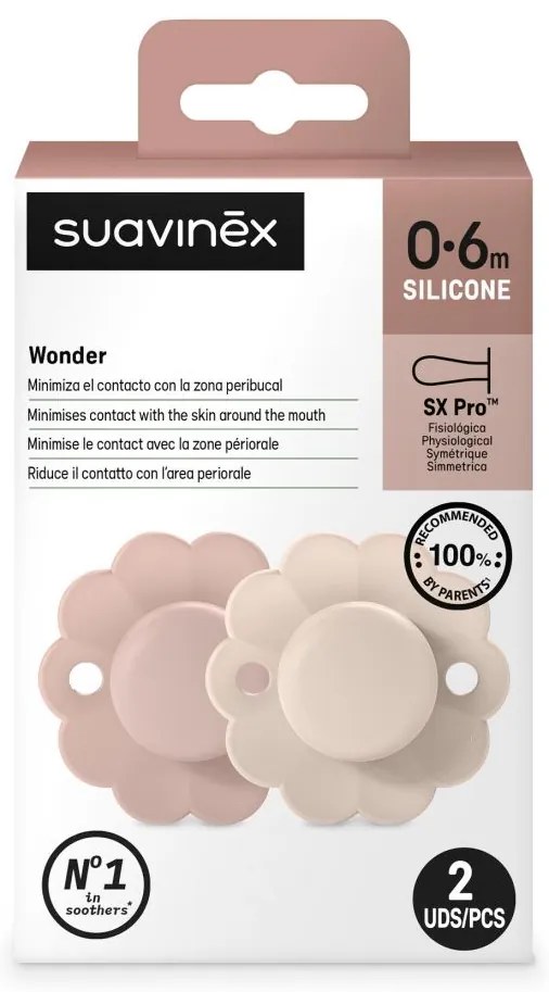 Suavinex Πιπίλα Φυσιολογική SX PRO Σιλικόνης 0-6μ Wonder PMauve/MChalk 2τεμ