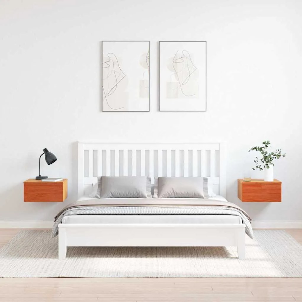 vidaXL Κομοδίνο 2 pcs Καφέ κεριού 37 x 35 x 18.5 εκ Μασίφ ξύλο πεύκου