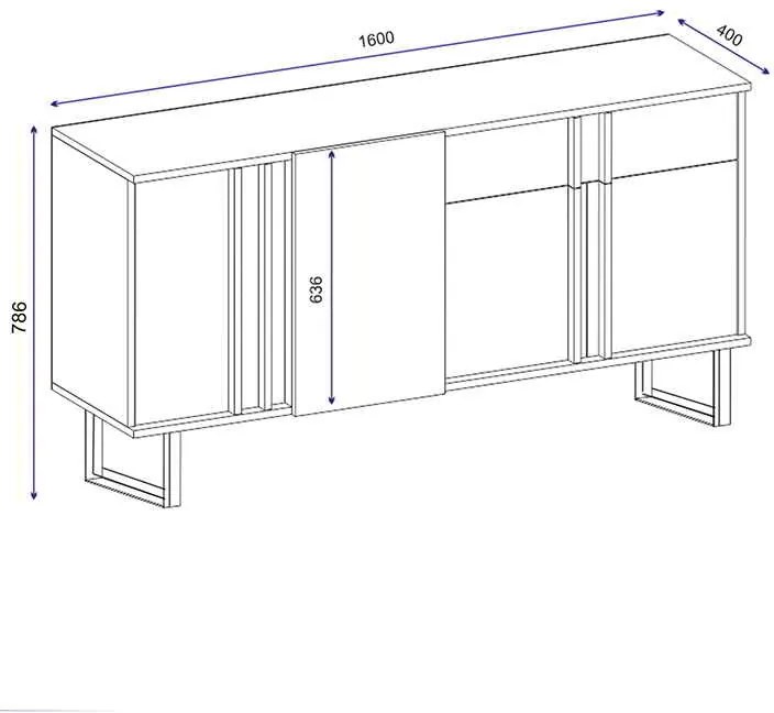 Μπουφές Amanda pakoworld καρυδί-μαύρο 160x40x78.5εκ