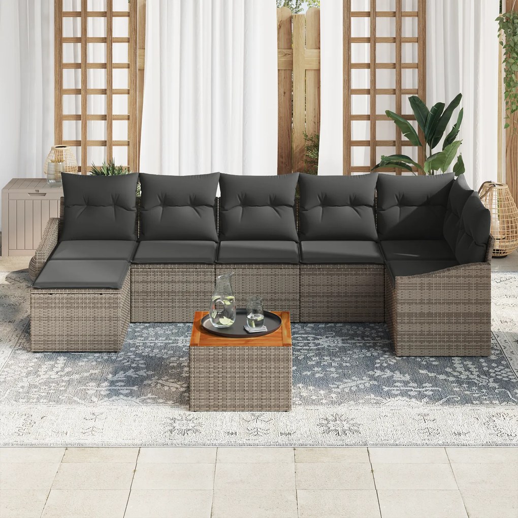 vidaXL Σετ Καναπέ Κήπου 8 pcs Γκρι 55 x 55 x 37 εκ Συνθετικό Ρατάν
