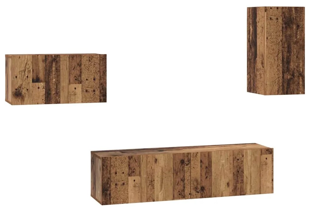 vidaXL Σετ επίπλου τηλεόρασης 4 pcs Παλιό Ξύλο Επεξεργασμένο ξύλο