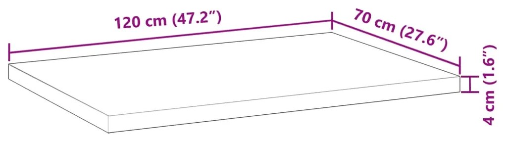 Επιφάνεια Γραφείου Ορθογώνια 120x70x4 εκ. Μασίφ Ξύλο Ακακίας - Καφέ