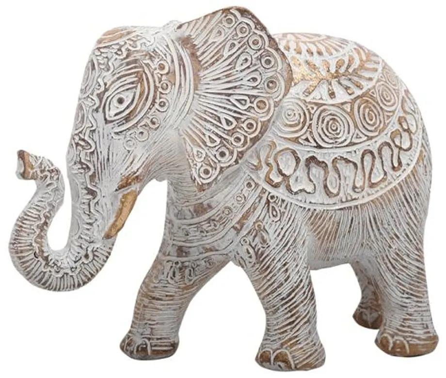 Διακοσμητικό Αντικείμενο Elephant 276-223-004 20x10x16cm White-Gold Πολυρεσίνη